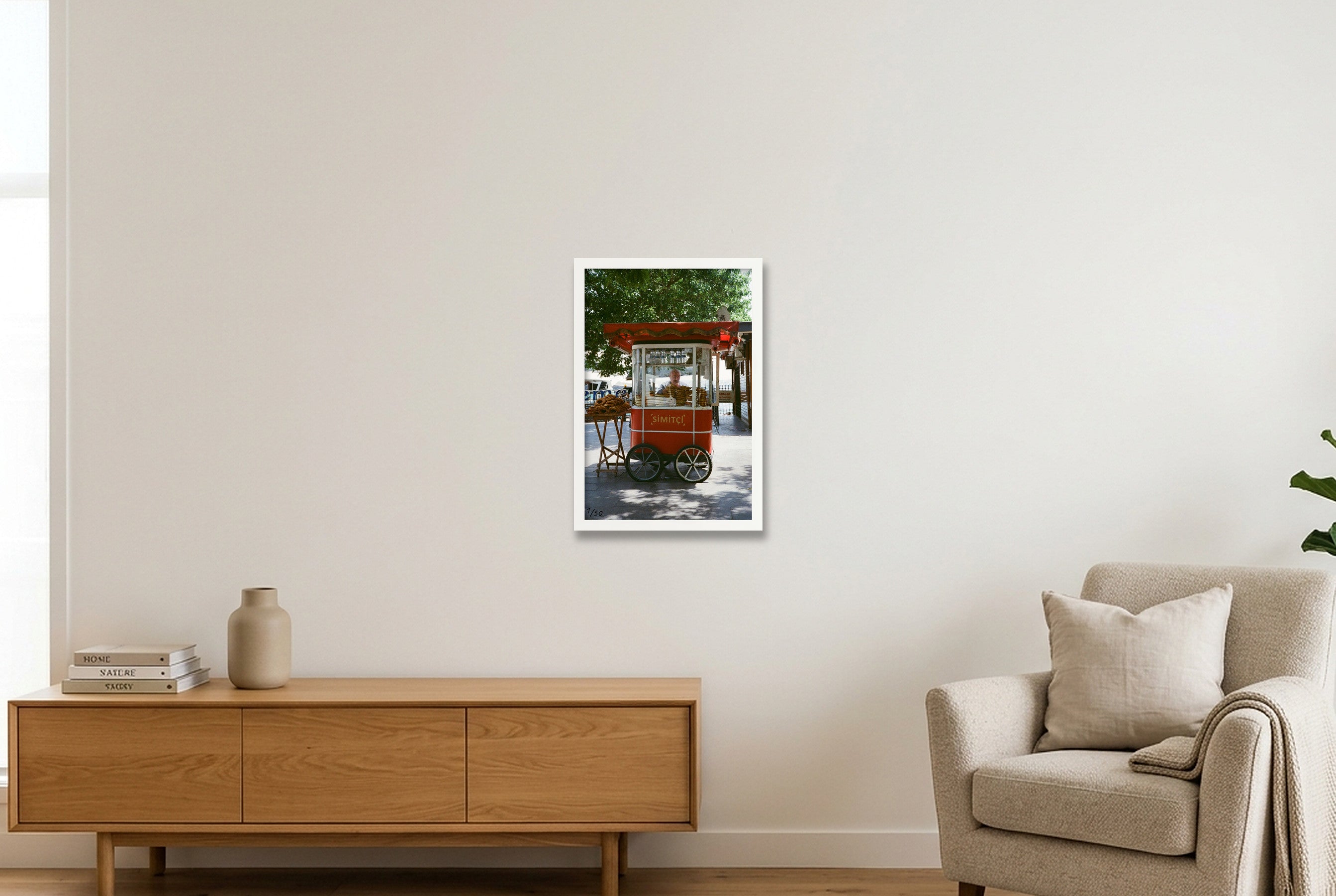 simit seller — 30×45cm, 12×18" White Frame