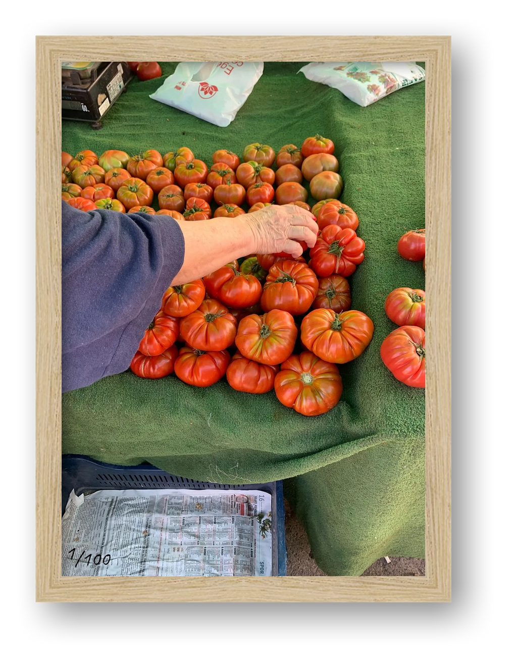 Tomatoes at the market — framed