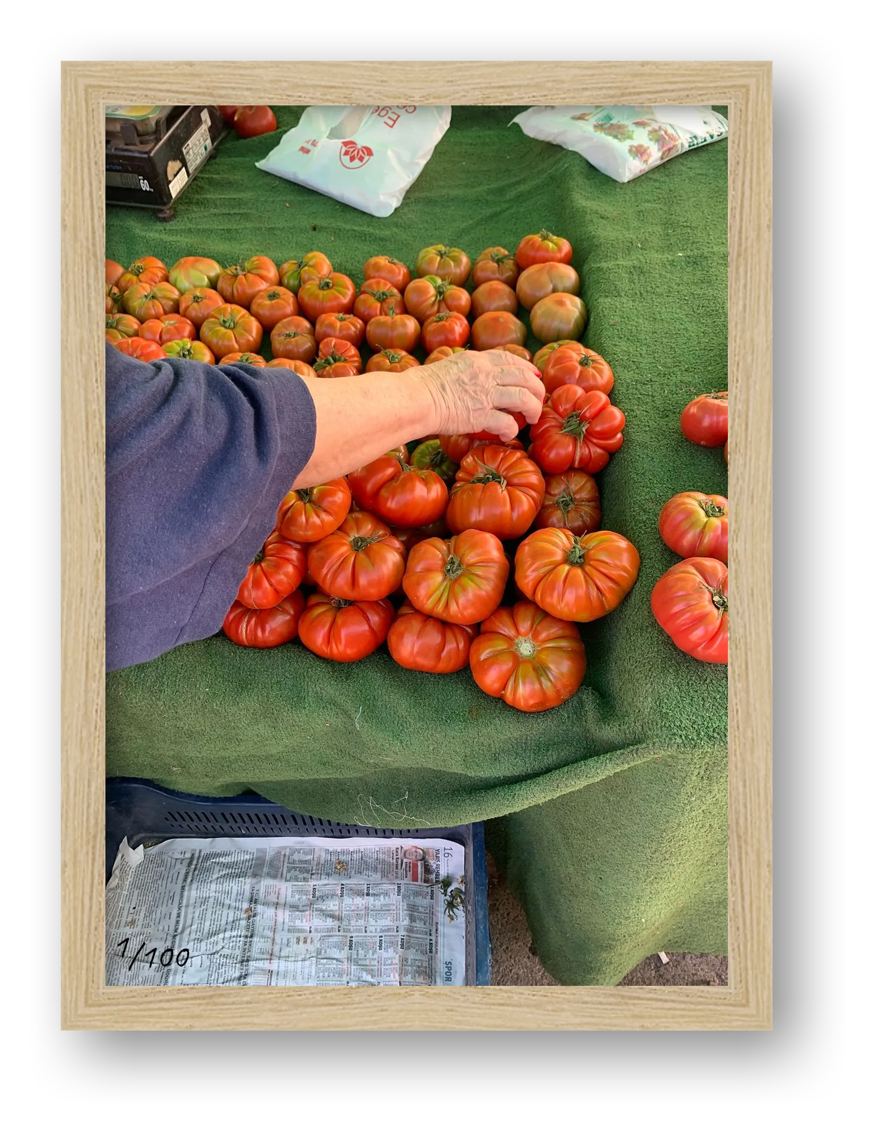 Tomatoes at the market — framed